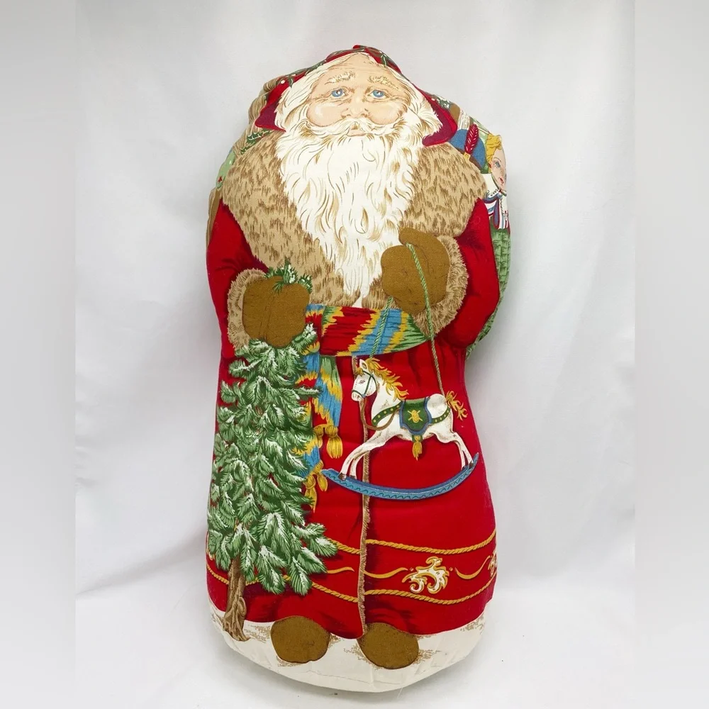 Vintage Father Christmas Santa Clause Handmade Stuffed Plush Pillow Decor Lg